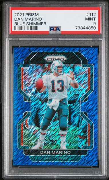 Dan Marino / 2021 Panini Prizm / Blue Shimmer / PSA 9