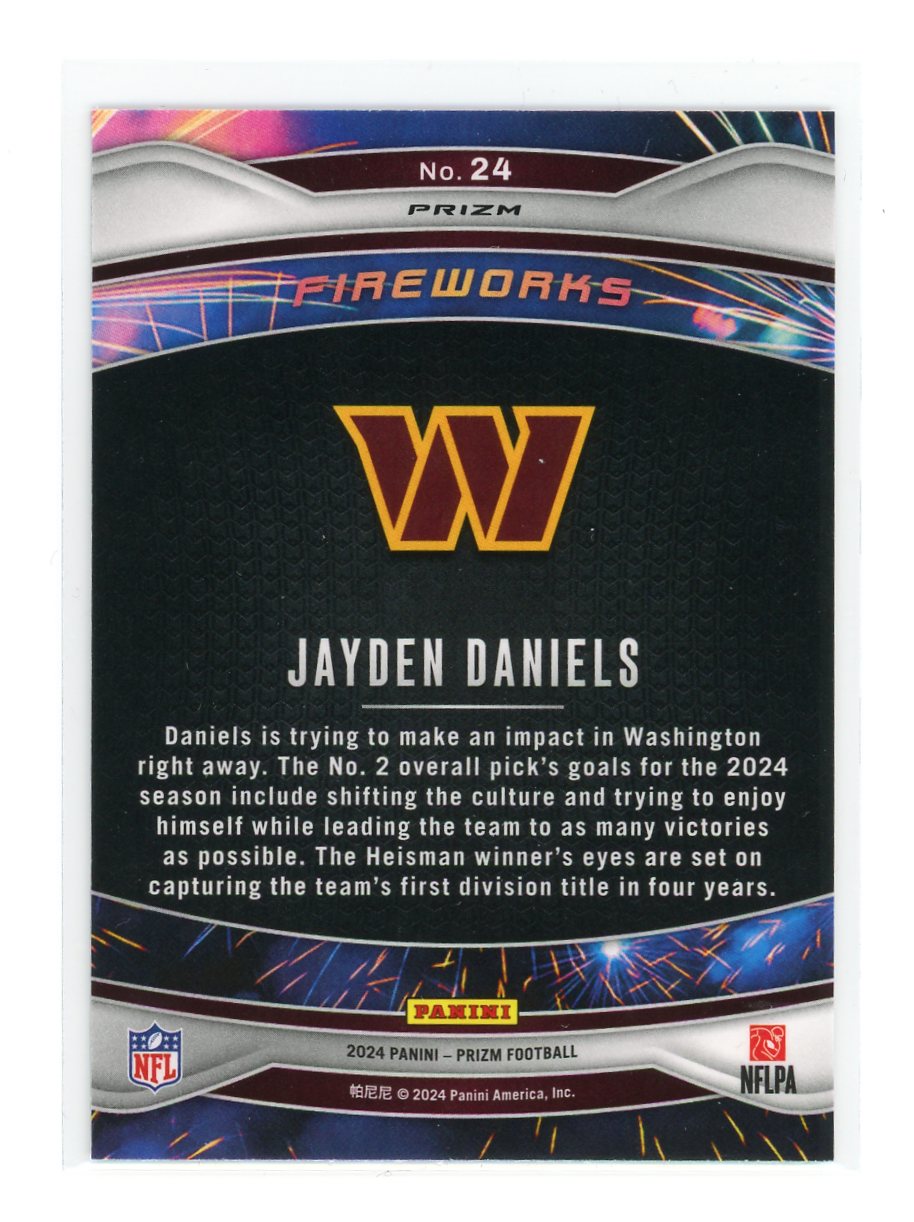Jayden Daniels / 2024 Panini Prizm / Green Fireworks / Raw