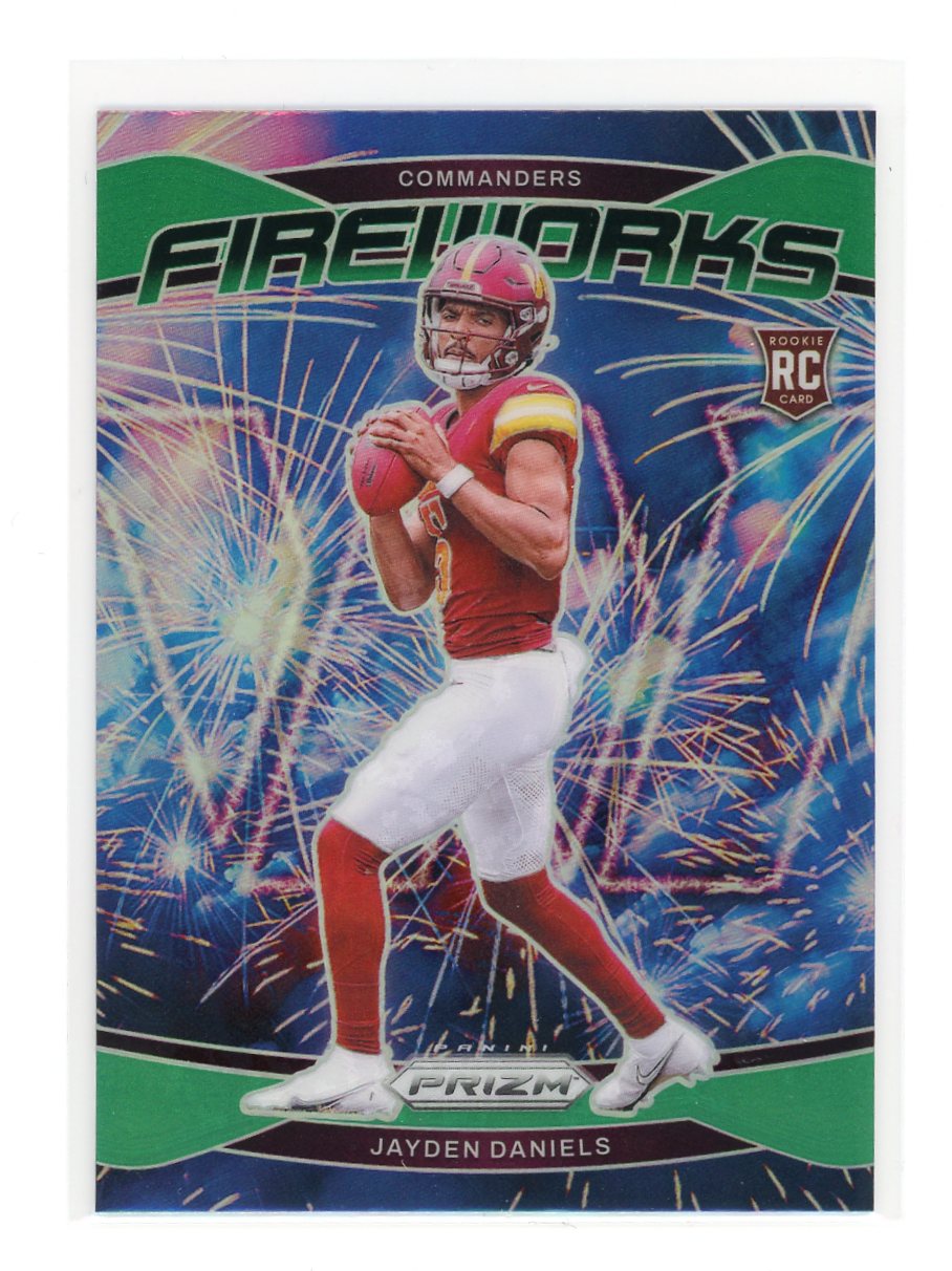 Jayden Daniels / 2024 Panini Prizm / Green Fireworks / Raw