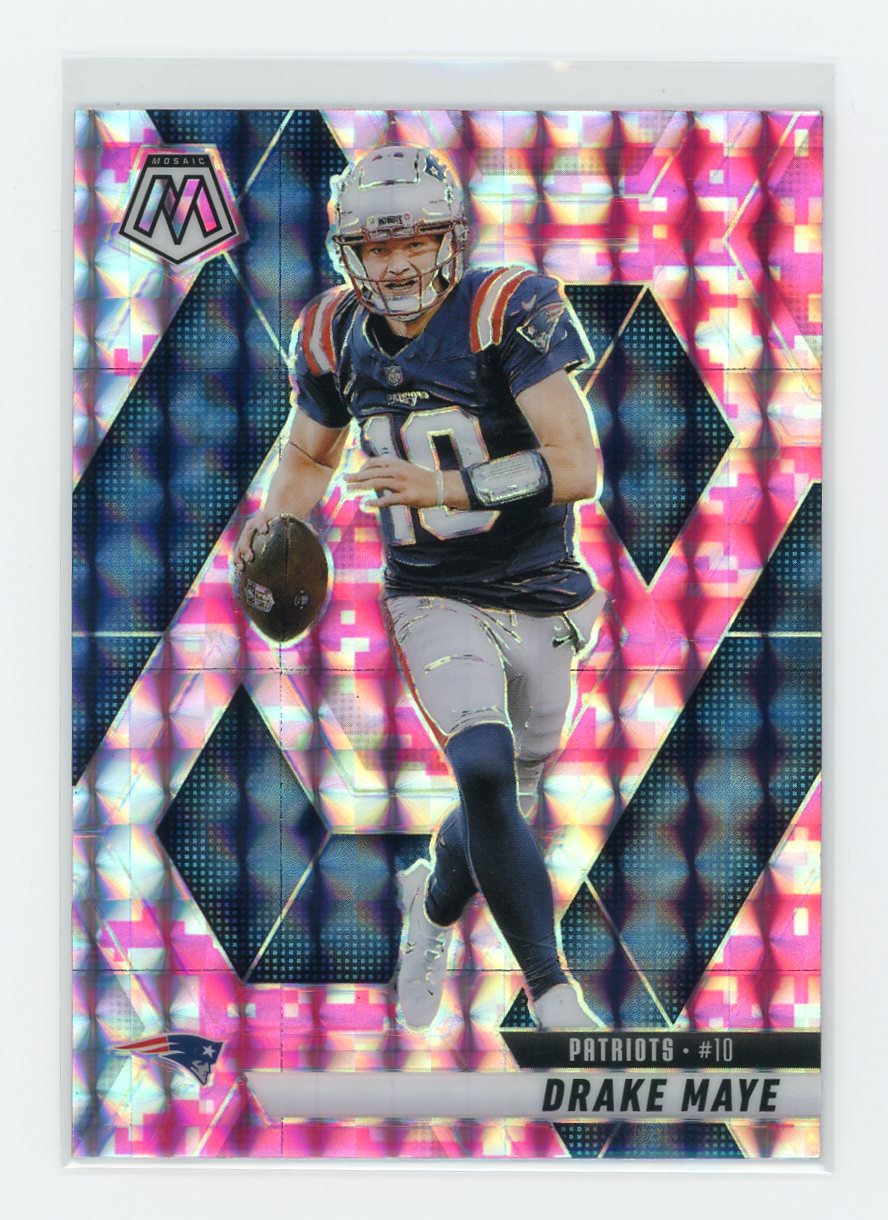 Drake Maye / 2025 Mosaic / Pink Mosaic Prizm / Raw / No. 28